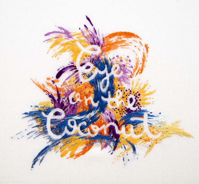 This Ain't Your Grandma's Embroidery: Twin Designers Maricor/Maricar "Paint with Thread" | AIGA Eye on Design #lettering #embroidery #colorf