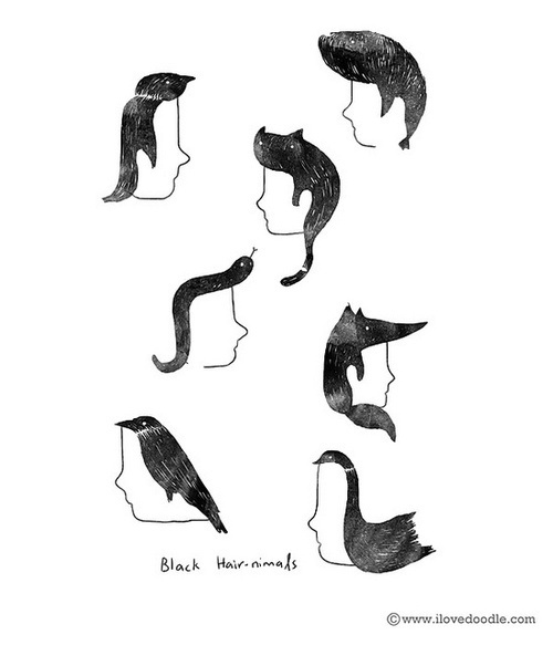 Black Hair-nimals on Flickr.Doodle Everyday 344Website / Facebook / Twitter / Tumblr / Etsy #everyday #doodle