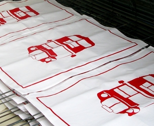Made By Morris #bus #printed #silkscreen #towel #red #london #tea #hand