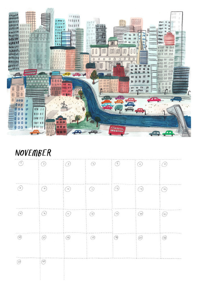 Lizzystewart — 2015 Calendar #illustration #calendar #november