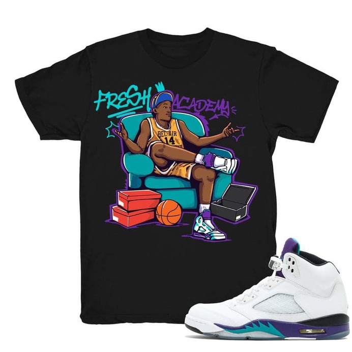 Jordan Retro 5 Fresh Prince Grape Black Tee Shirts