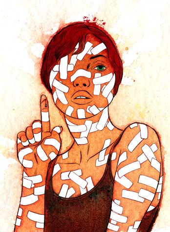 Koren Shadmi | Untitled (bandaid) #illustration #bandaids #pen