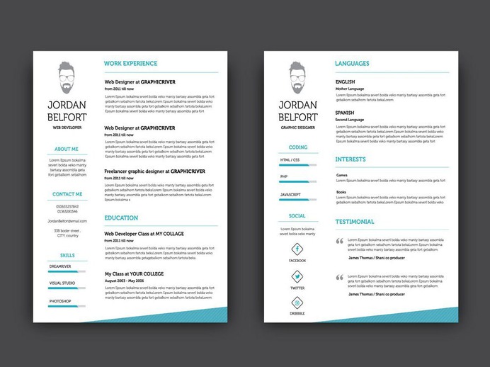 Free Clean Resume Template in PSD File Format