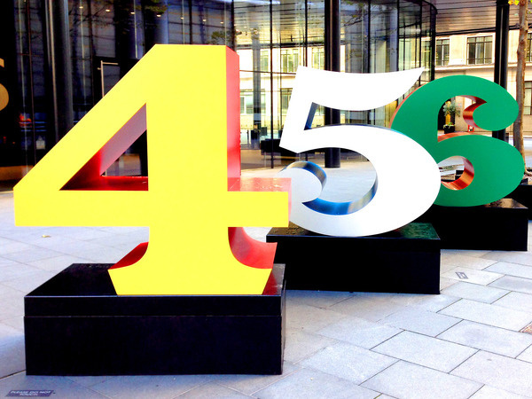 typeworship:Numbers in the CityThese are just fantastic. Huge aluminium numerals, brightly painted, and each on its own plinth, all on displ #huge #displ #numerals #citythese #typeworship #each #painted #plinth #aluminium #brightly #numbers #fantastic