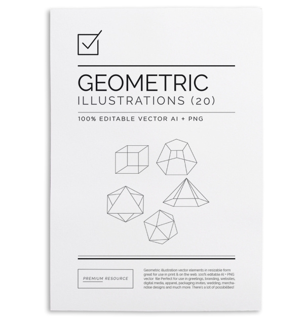 These custom illustrated Geometric shape vectors can add a creative element to poster design, flyers, brochures, tattoos, bottle caps, badge