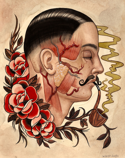 The Art of Marie Sena | Ink Butter™ | Tattoo Culture and Art Daily #water #tattoo #flash #colour #moustache