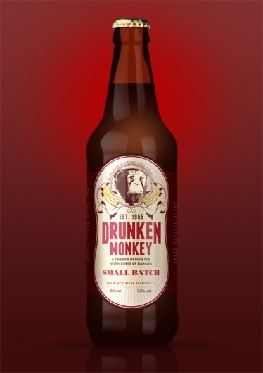 beer-bottle-visual-26-11-11.png (600×849) #beer #banana #small #packaging #batch #label #monkey #drunken #brown #ale
