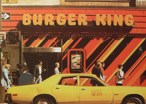1970s NYC vintage BURGER KING Yellow Taxi Cab NEW YORK CITY 5th Avenue #taxi