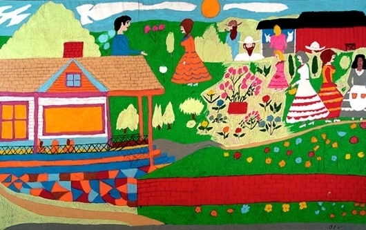 Outsider Folk Art Gallery - Outsider Art | Floretta Emma Warfel | WAF008 | #painting #naive #art