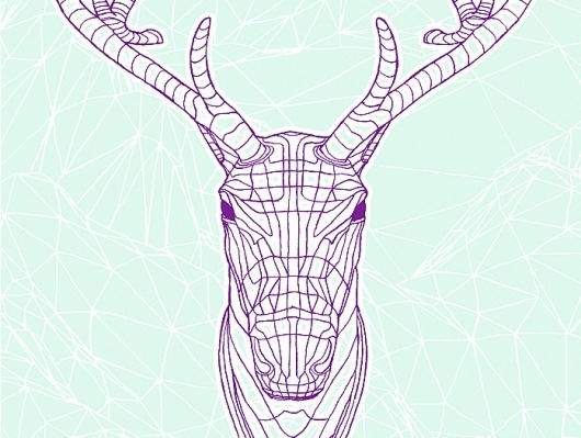 Snowblinded™ - Polygon 40 Screen Print #antlers #cozzi #print #denver #colorado #screen #art #caribou #snowblinded