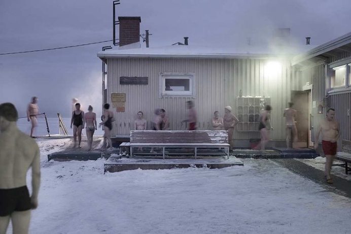 Winter Swimming in The Frozen Lake by Markku Lahdesmaki