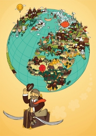 tumblr_lo16blBO5k1qz6f9yo1_500.jpg (JPEG Image, 494x700 pixels) - Scaled (86%) #earth #illustration #fly #globe