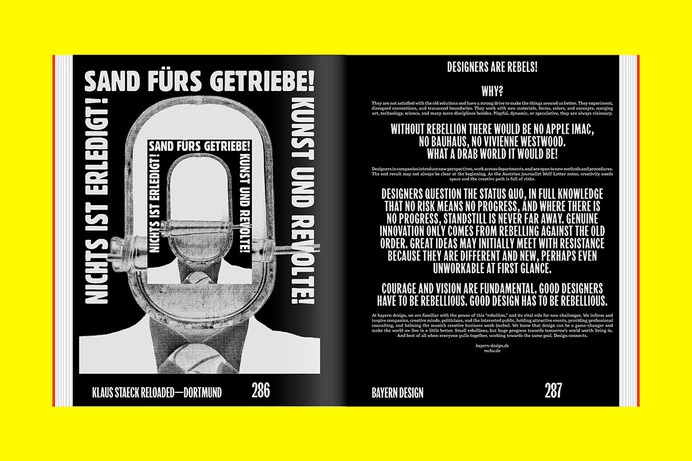 Lars Harmsen and Markus Lange, the visionary duo behind Poster Rex, know about the power of signs. Their posters combine contemporary aesthetics with uncomfortable images from our turbulent times, often in a political and/or socio-critical context. Poster Rex represents pop culture and the enduring strength of creativity and human resilience, the rebellious spirit of Poster Rex provokes and awakens hope.

This is evidenced not only by the screen-printed posters but also by the powerful statements of over 25 designers and artists they've collaborated and printed with on-site, including notable figures such as Peter Bankov (CZ), Edwin van Gelder (NL), Mirko Borsche (DE), Götz Grämlich (DE), Ariane Spanier (DE), Officina Arara (PT), Yetkin Başarır (TR), and many more ...

REBEL PRINTS—The Poster Rex Manifesto is a selection of screen-printed posters created over the last 10 years in collaboration with Poster Rex and artists from around the world.

Publisher: Slanted Publishers
Editors, Design & Concept: Lars Harmsen, Markus Lange
Release: September 2024
Format: 21 × 27 cm
Volume: 288 pages
Language: English 
Printing: full-color offset printing with fluorescent and silver spot colors, Offizin Scheufele, Germany
Paper: Changing uncoated papers by Metapaper
Workmanship: Softcover with flaps, open thread-stitching
ISBN: 978-3-948440-80-0
Price: €42.– (DE)

Buy here: slanted.de/product/rebel-prints-the-posterrex-manifesto