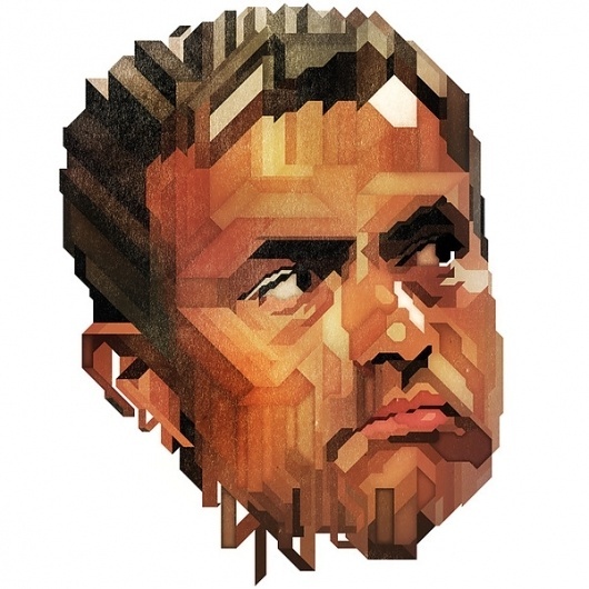 GQ Magazine - Mind Games portraits on the Behance Network #williams #geometric #illustration #portrait #charles
