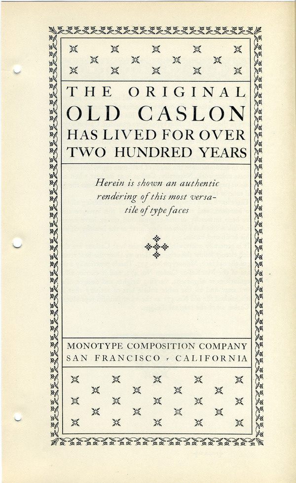 Monotype Caslon type specimen #type #specimen