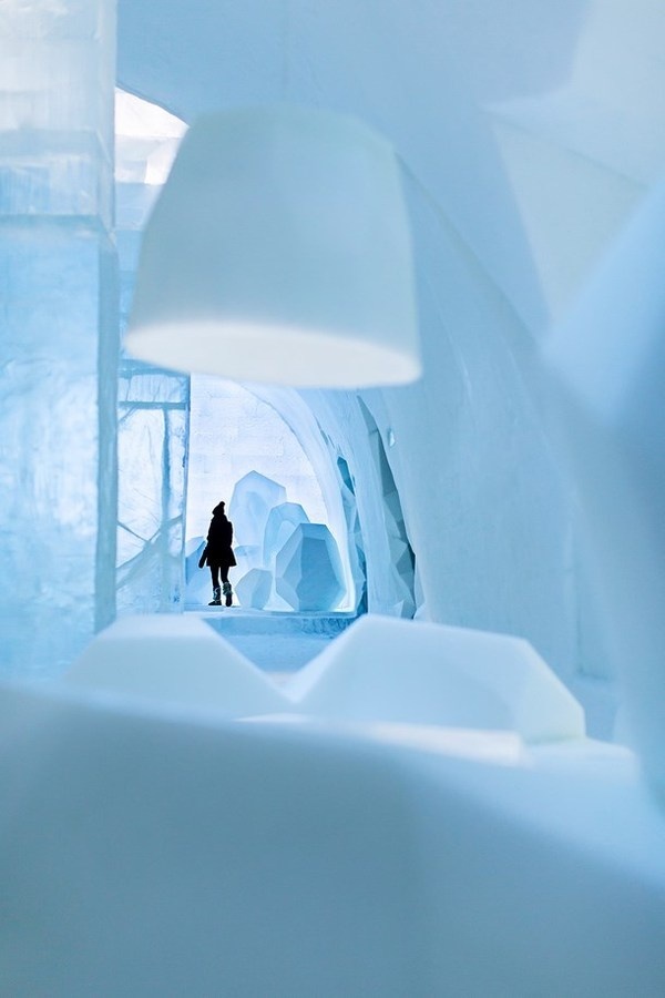Ice hotel with artistic interior #hotel #ice #art