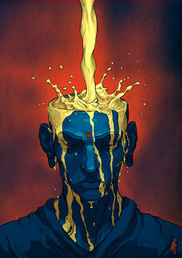 Monk and Tea – Illustration by Alxferreiro