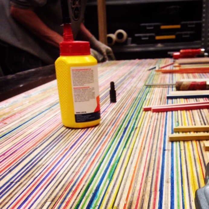 Core77 / The Deckstop: Desktops Made From Trashed Skateboard Decks #trashed #wood #furniture #decks #skateboard #table