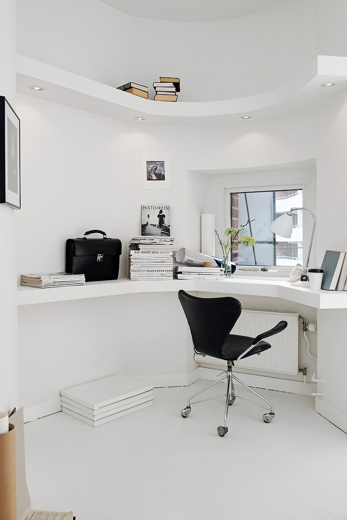 Decordots: All white living #white #office #home #clean #desk #minimal #workspace