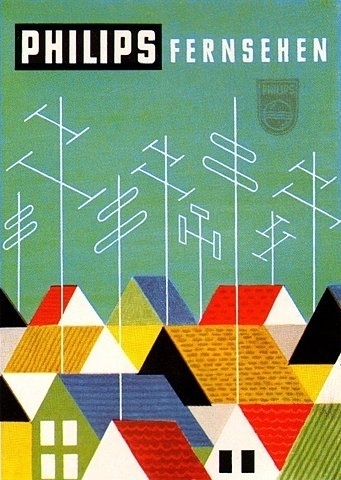 Vintage philips ad #cityscape #vintage #philips #houses #antennas