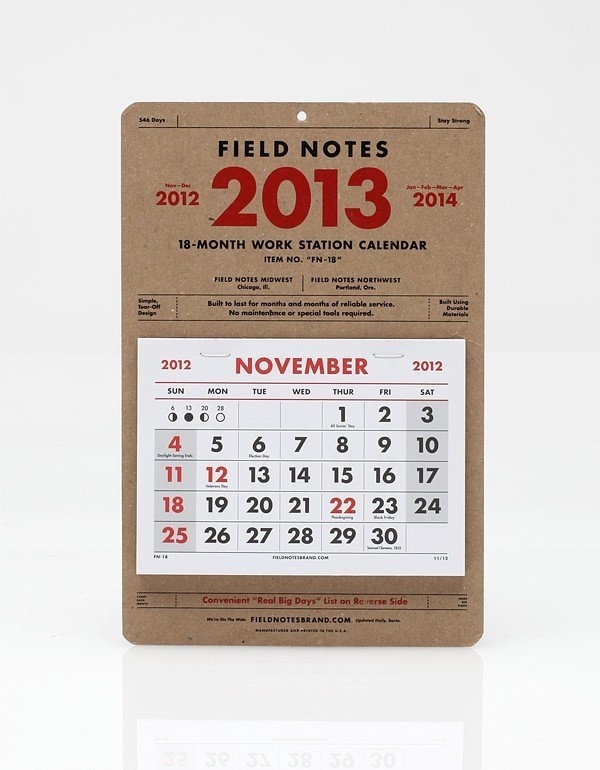 2013 18 Month Calendar #note #calendar #field
