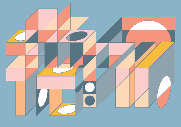 Nod Young, shapes, color, bright, fun
