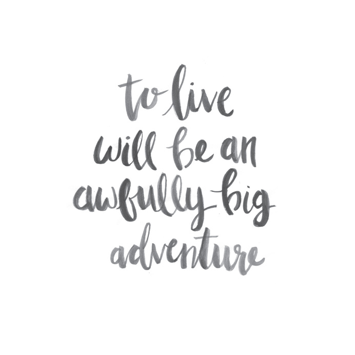 peter pan watercolor lettering