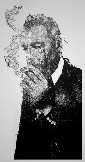 Linocuts by Hubert Tereszkiewicz | Colossal #illustration #smoking #linocut #art