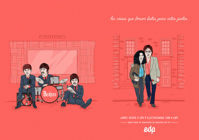 Print 1 - Yoko Ono & John Lennon "There are things that should be together. Join the gas and electricity with edp" #beetle