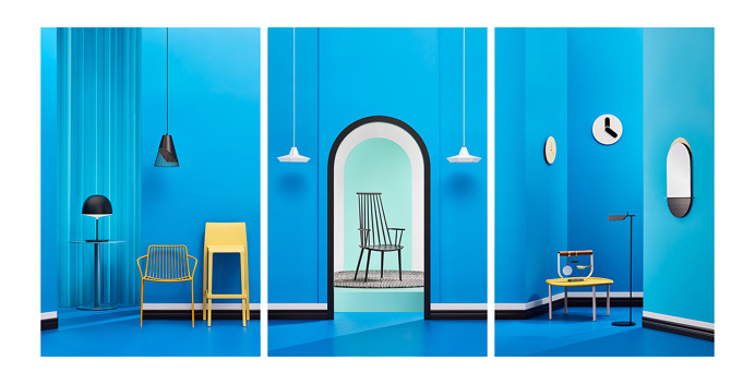 interior design blue minimal mindsparkle mag danish scandinavian designer sweden beauty beautiful product mirror clock chair room chambre