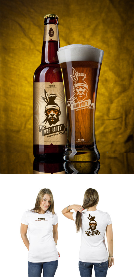War Party Stout #illustration #logo #branding #label #beer #glass #brand #bottle #brew #brewing