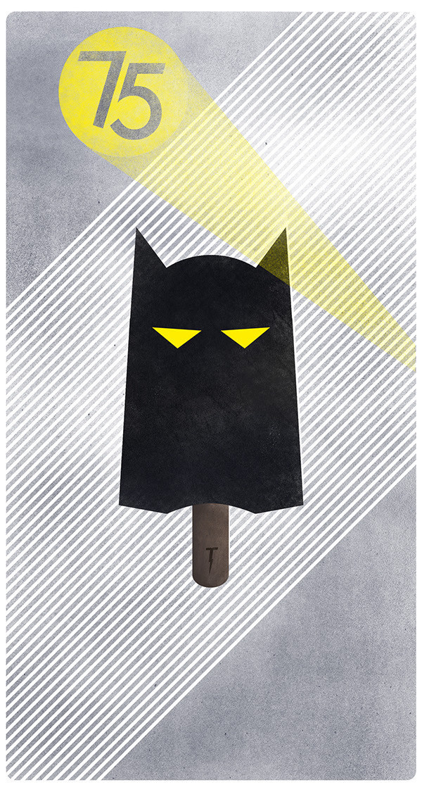 Batman 75 Anniversary on Behance #cream #batman #illustration #poster #icicle #lolly #ice