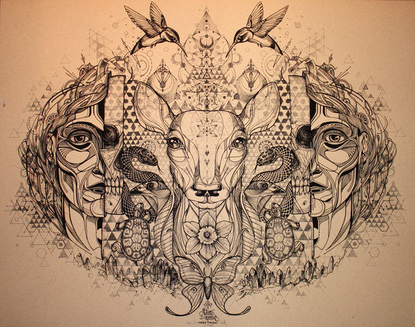 Song of the White Deer #screenprint #black #hale #oatmeal #david #drawing