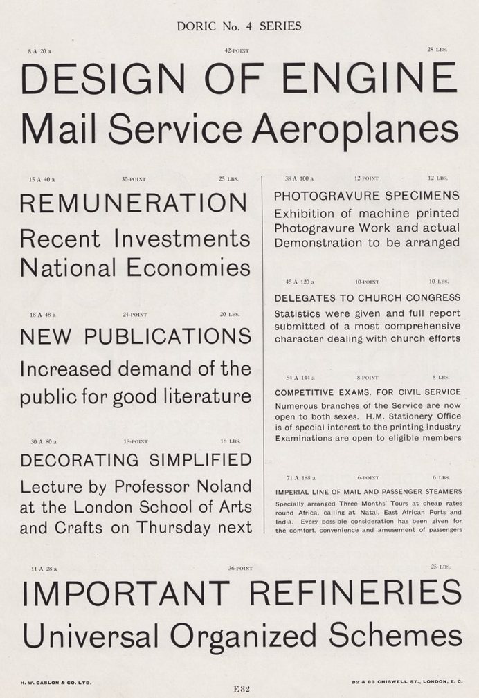H.W. Caslon Dorics #specimen #caslon #serif #sans #type #typography