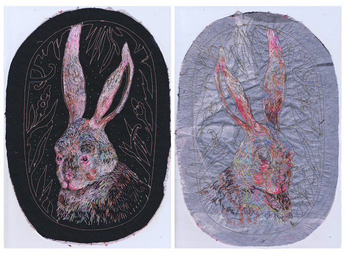 rabbit, bunny, stitch, art