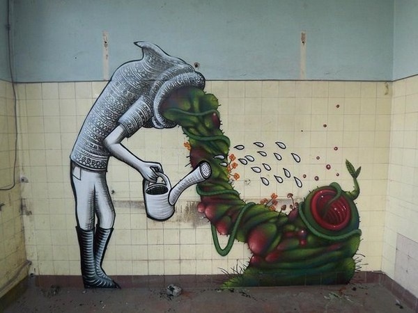 Surreal artist Phlegm and his wall street art #abstract #surrealism #art #street #surreal