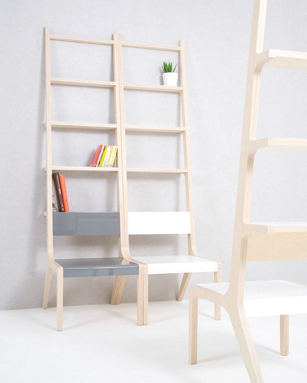 Object-B is a multifunctional piece: chair, shelf, and ladder. Both furniture and art, Object-B can be curated into the living space #modern #design #home #product #furniture #industrial #style