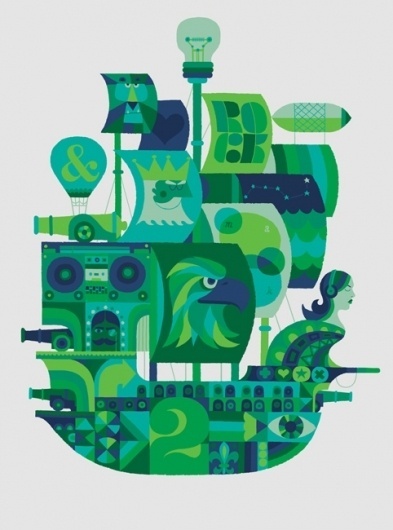 adrian johnson ltd > work #blue #illustration #boat #green