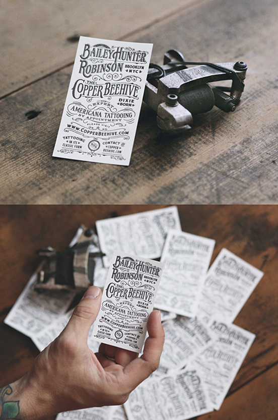 Americana Tattooing Letterpress | Business Cards #inspiration #business #card #design #graphic
