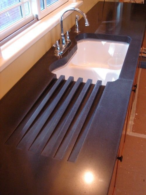 Concrete Countertop Dish Drain