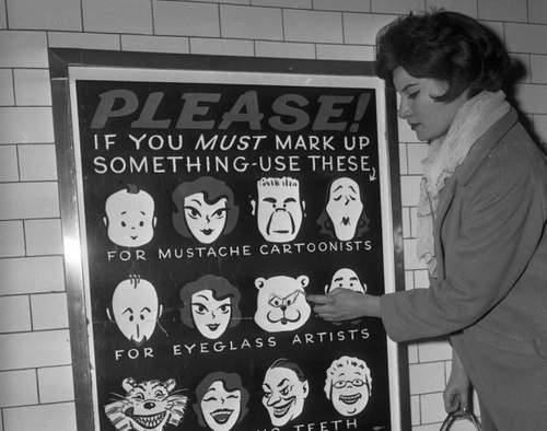 Anti graffiti subway posters, Grand Central, 1961Photographer unknown/uncredited (via) #graffiti #street #art #poster #portraits