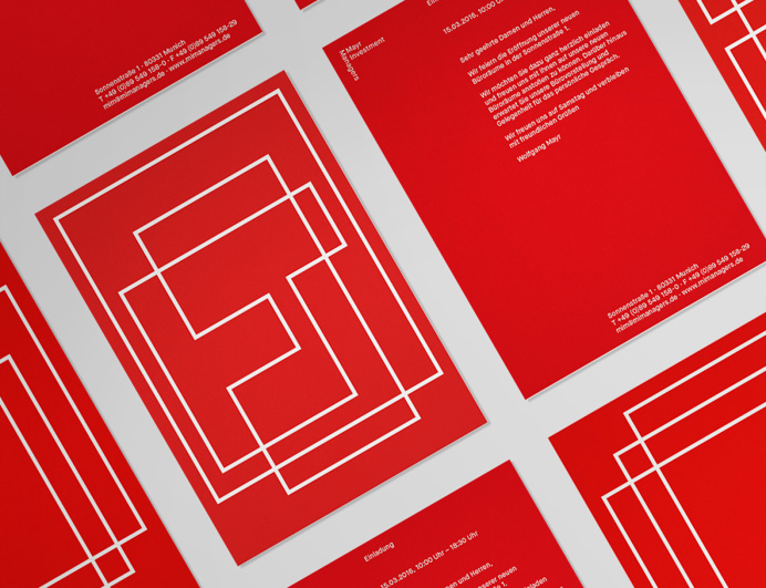 Mayr investment managers by moby digg münchen design branding corporate identity mindsparkle mag red munich stationery business card flag p