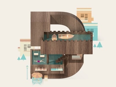Letter D #wood #illustration #green