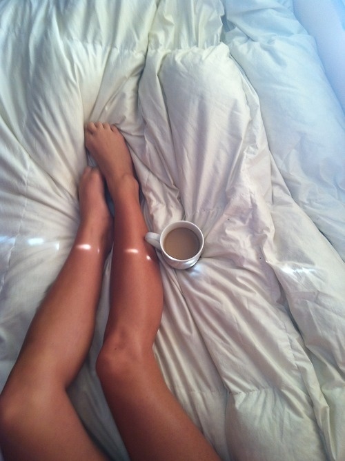 Coffee, legs and duvet #coffee #duvet #legs