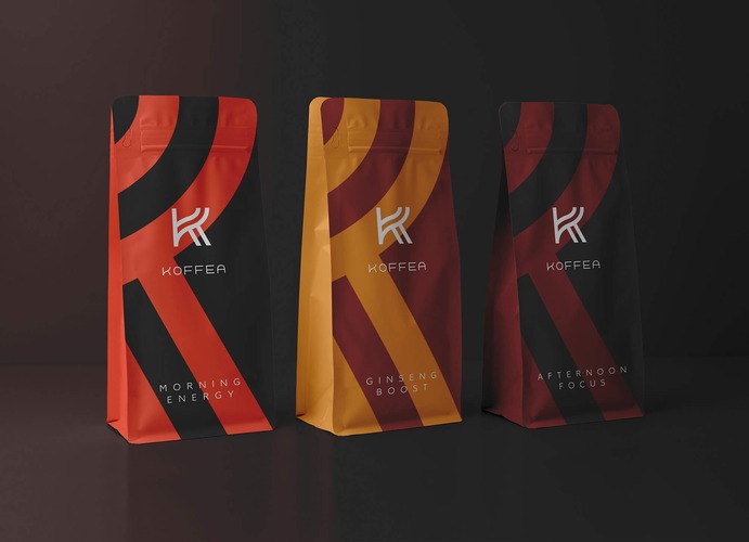 Packaging design for Koffea, Coffee producer in Palermo, Sicily -  designed by Giuseppe Gallo, Mirabilia