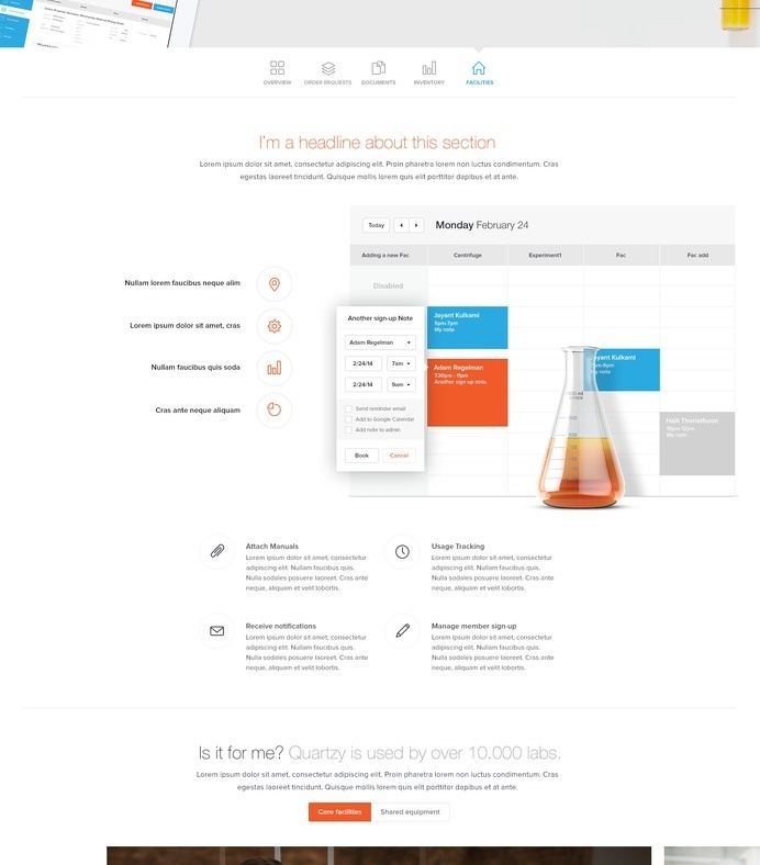 Quartzy - Facilities WIP by UENO. (via Haraldur Thorleifsson #page #site #design #product #web #landing