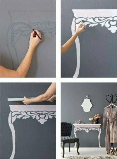 Mesita de pared - Vía truco ideas #DIY #table #minimal
