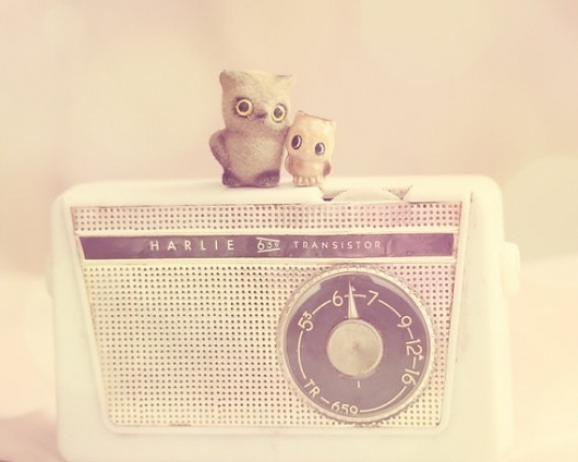 nursery art print owl decor babies room soft by TheGinghamOwl #radio #owl #vintage
