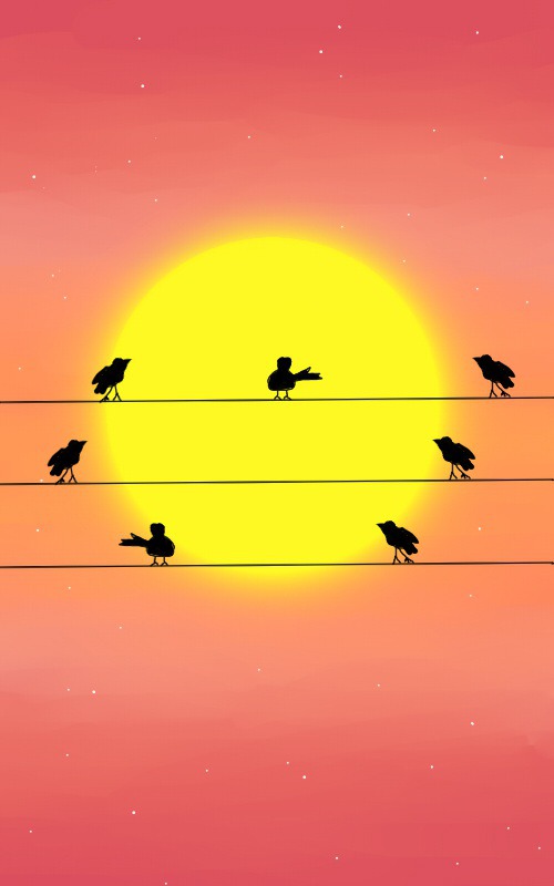 Sunset and birds by davincimelancholy