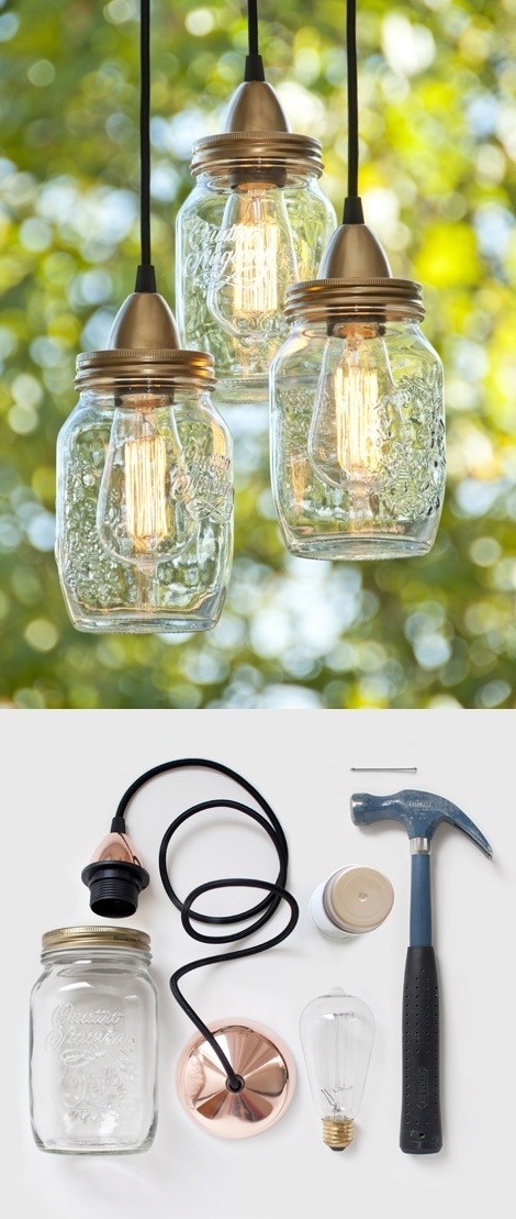 DIY Jar Lamp - Vía woonblog.typepad.com #DIY #lamp